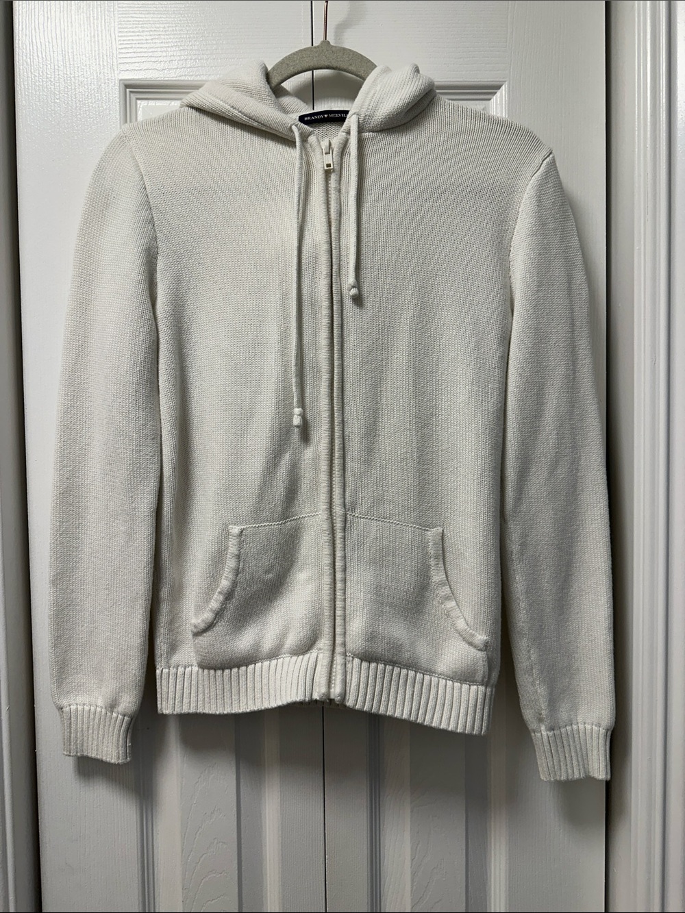 Brandy Melville Cream Zip-Up Hooded Sweater